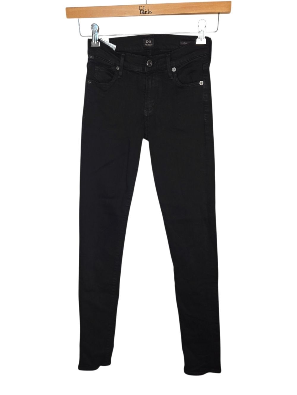 Citizens of Humanity C of H Avedon Black Slick Skinny Leg Denim Jeans, Size 25